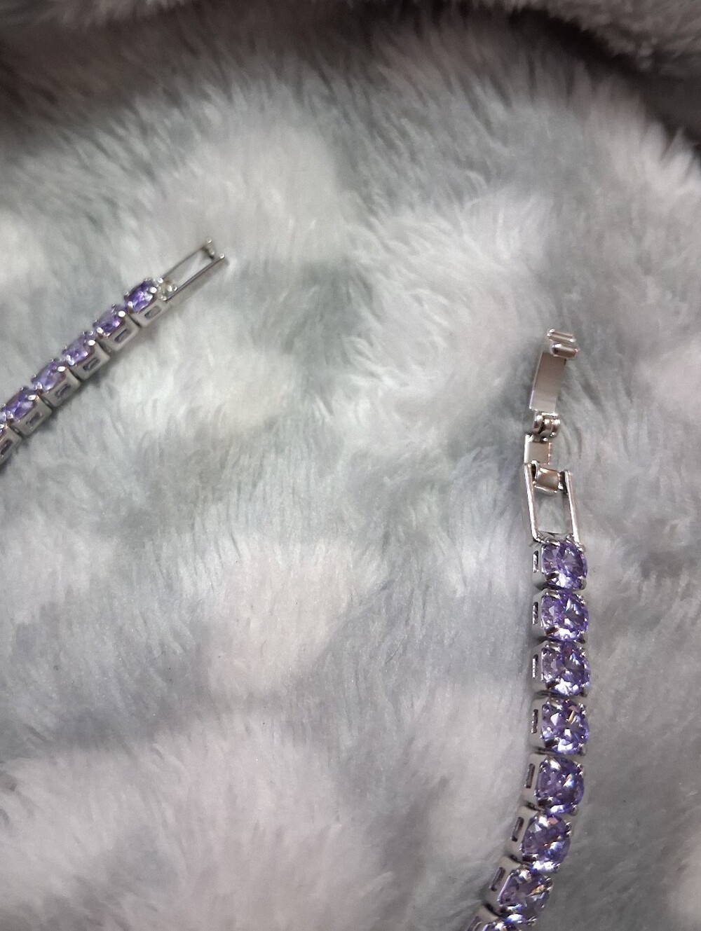 Purple CZ Silver Tennis Bracelet - Women's Jewelry - Picture 4 of 7
